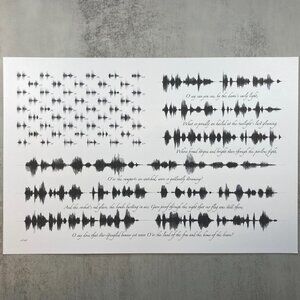 NEW Star-Spangled Banner Soundwave Flag Wall Art Print 12x18in Black White 1776